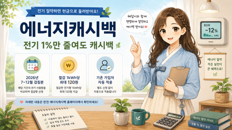 2026 주택용 에너지캐시백｜전기 1%만 줄여도 캐시백 받는 방법